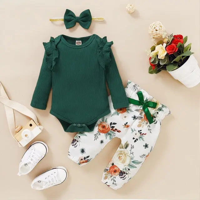 Baby Girls Ruffle Long Sleeve Vest & Floral Trousers See:Saw Kids