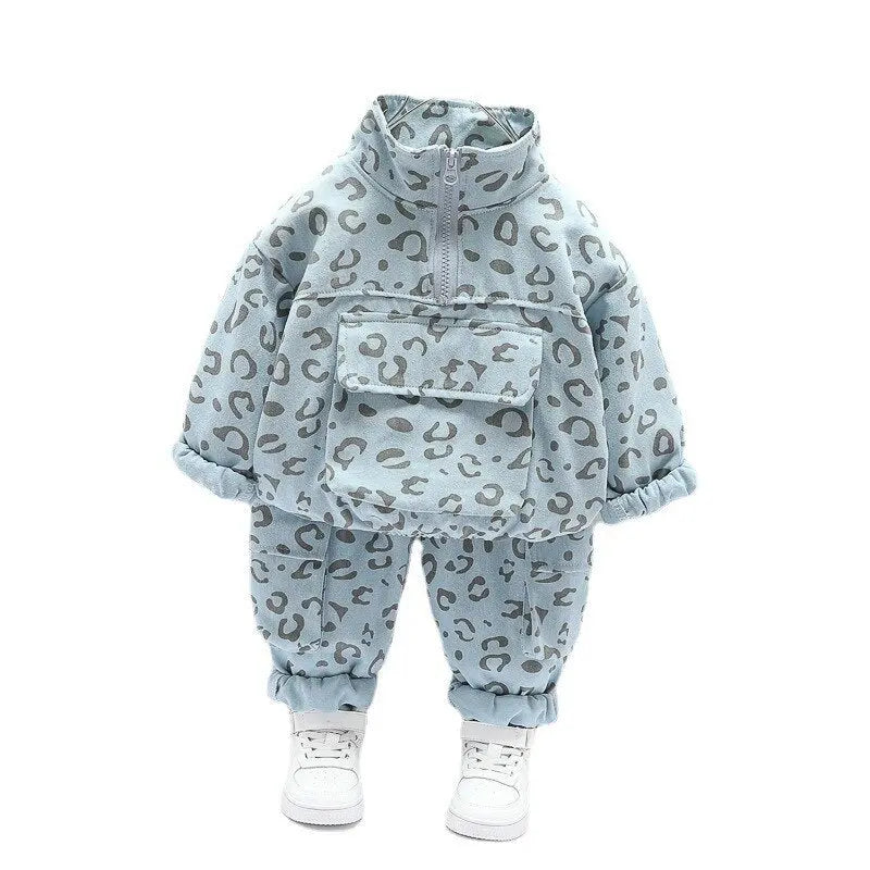 Blue Leopard Print Toddler Tracksuit See:Saw Kids