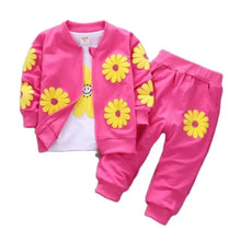 Load image into Gallery viewer, Pure Cotton Flower Printing Three-piece Child Suit