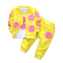 Load image into Gallery viewer, Pure Cotton Flower Printing Three-piece Child Suit