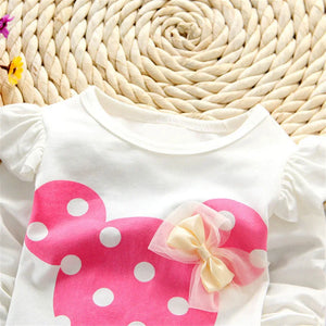 Fashion Bow Dot T shirt+ Pant Suit