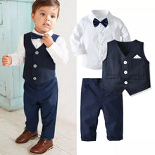 Load image into Gallery viewer, Formal Birthday Boy Long-sleeved Shirt with Bow Tie + Vest + Trouser