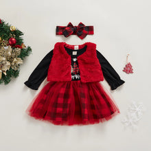 Load image into Gallery viewer, Christmas Dress with Plush vest &amp; Headband