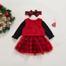 Load image into Gallery viewer, Christmas Dress with Plush vest &amp; Headband