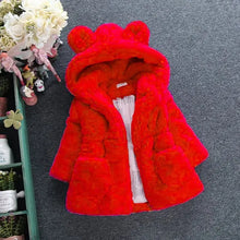 Load image into Gallery viewer, Plush teddy bear hood girls coat See:Saw Kids