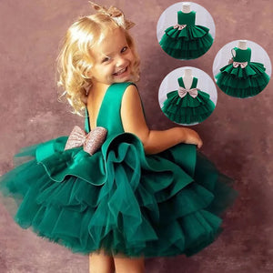 Backless Big Bow Princess Dress Wedding Birthday Party Toddler Kids Evening Prom Gown