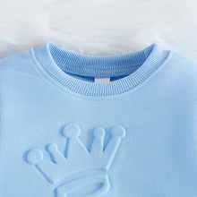 Load image into Gallery viewer, Cute King Letter Long Sleeve and Long Pants Blue Outfit for Baby Boys