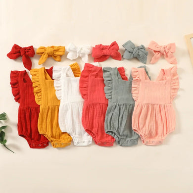 Frill Sleeve Muslin Onepiece Fashion Baby Clothing