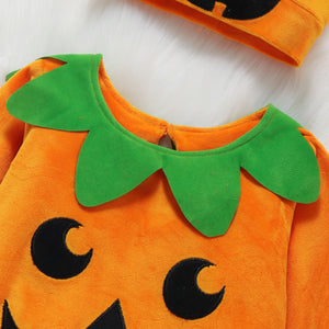 Halloween Pumpkin Romper+Hat +Socks