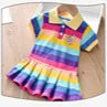 Girls Casual Rainbow Dresses Short-sleeved