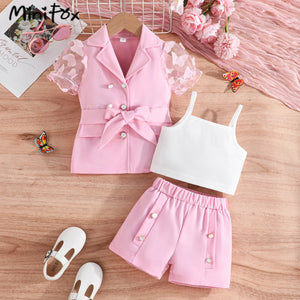 Kids Clothes Girls Blazer &Shorts Sets