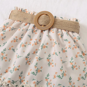 Retro Off-Shoulder Top+Flowers Skirt