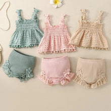 Load image into Gallery viewer, 2PCS Baby Girl Summer Flower Sling Harness Set Triangle Crawling Suit