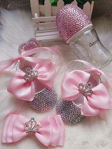 Luxury Baby Bottles and Shoes Headband Set Keepsake