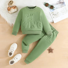 Load image into Gallery viewer, Cute King Letter Long Sleeve and Long Pants Blue Outfit for Baby Boys