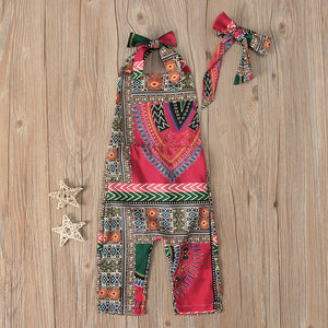 Luxury Dashiki African Print Romper Jumpsuit with Headband