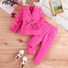 Load image into Gallery viewer, Kids Clothes Girls Blazer Outfit Sets Butterfly Sleeve Blazer Top and Beading Pants and Summer Suit