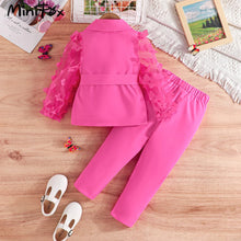 Load image into Gallery viewer, Kids Clothes Girls Blazer Outfit Sets Butterfly Sleeve Blazer Top and Beading Pants and Summer Suit