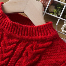 Load image into Gallery viewer, Children&#39;s Red Christmas Party Winter Knit Dresses