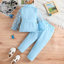 Load image into Gallery viewer, Kids Clothes Girls Blazer Outfit Sets Butterfly Sleeve Blazer Top and Beading Pants and Summer Suit