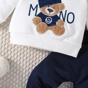 Casual Cartoon Bear Long Sleeve Outfit Kid 3-24Months