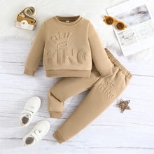 Load image into Gallery viewer, Cute King Letter Long Sleeve and Long Pants Blue Outfit for Baby Boys