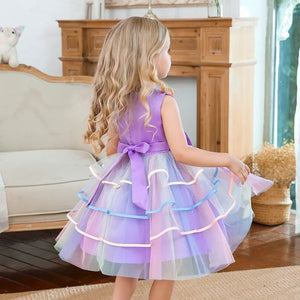 Flower Girl Unicorn Rainbow Wedding Party Dress