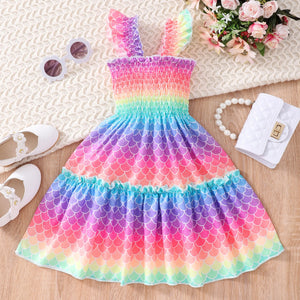 Mermaid Butterfly Rainbow Birthday Party Girls Dresses