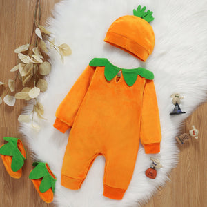 Halloween Pumpkin Romper+Hat +Socks