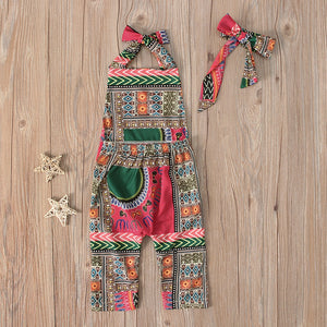 Luxury Dashiki African Print Romper Jumpsuit with Headband