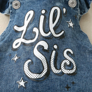 Denim Shirred Trim Sleeveless Baby Girls Jumpsuit