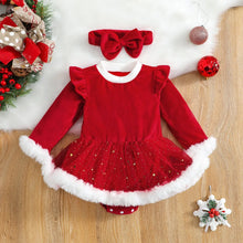 Load image into Gallery viewer, Velvet Ruffle Santa&#39;s Dress See:Saw Kids