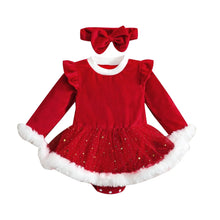 Load image into Gallery viewer, Velvet Ruffle Santa&#39;s Dress See:Saw Kids