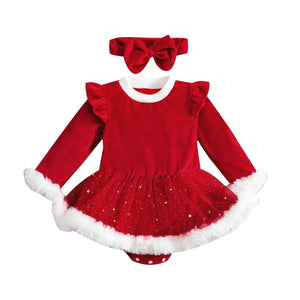 Velvet Ruffle Santa's Dress See:Saw Kids